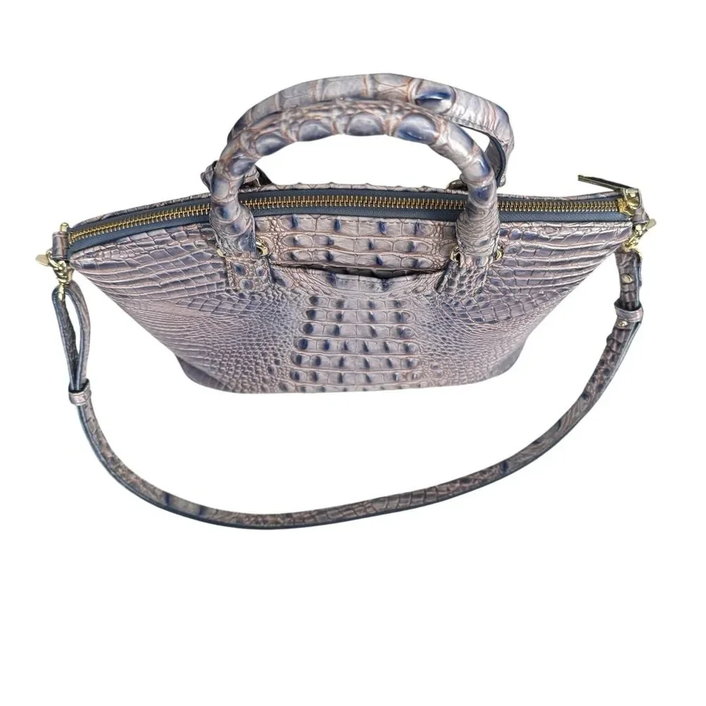 Brahmin Large Duxbury Dome Satchel Purple Ombre Shimmer‎ Croc Embossed Purse